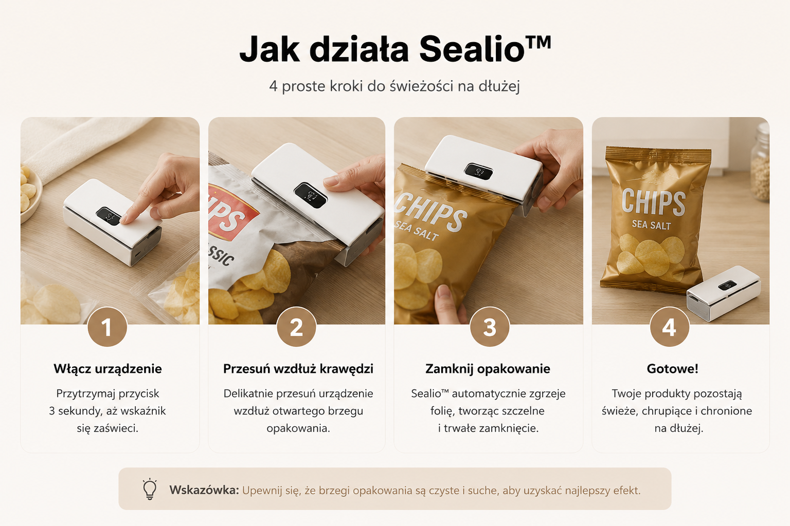 Jak działa Sealio - 4 kroki do świeżości na dłużej
